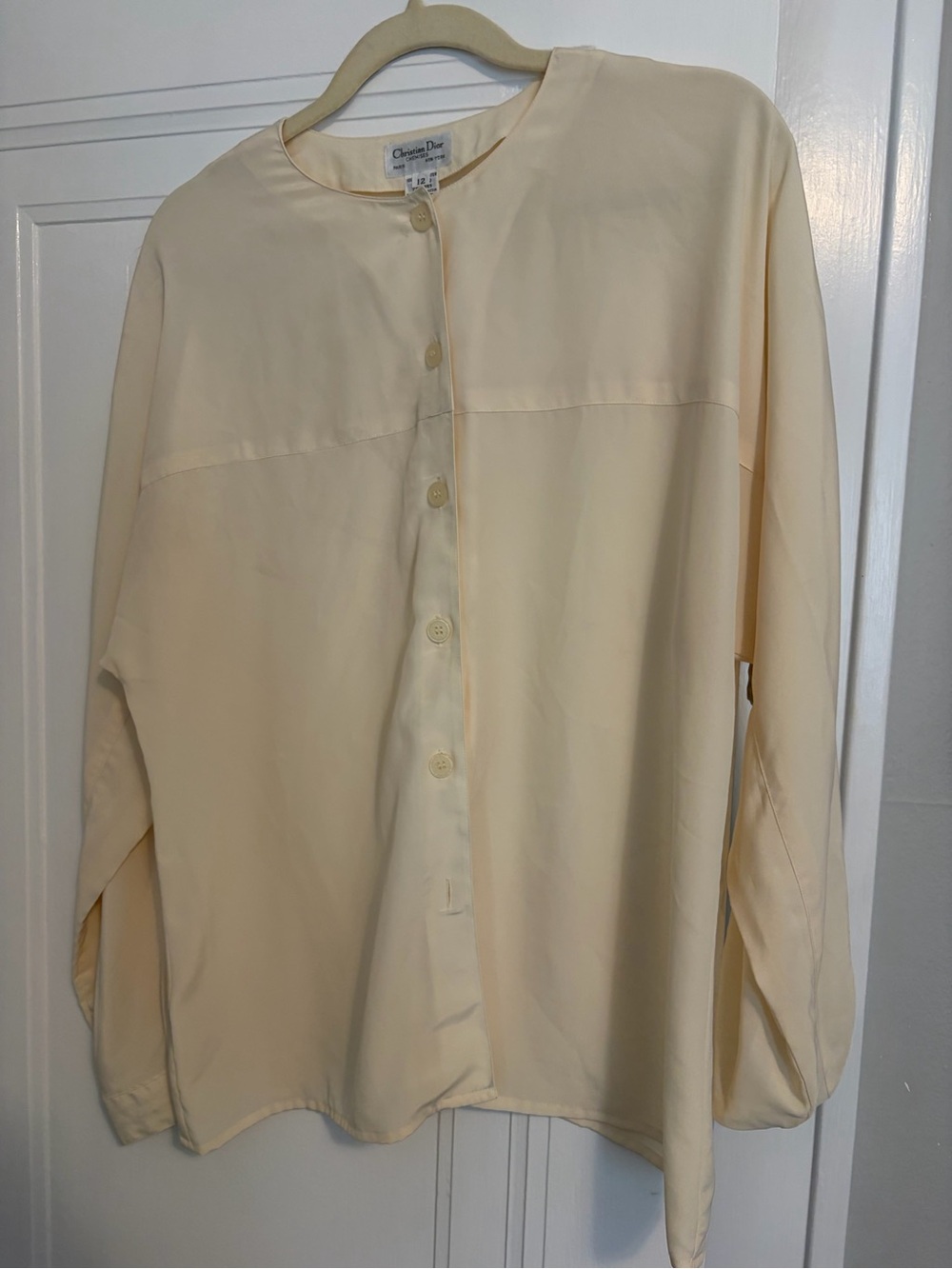 Dior Light Cream Round-Neck Button Down Shirt